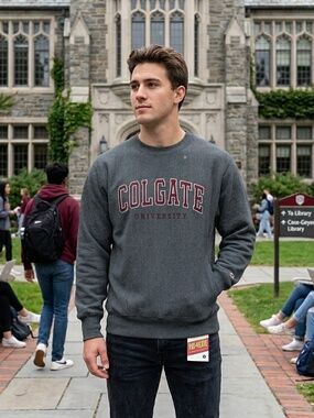 NWT Old Stock MV Sport Pro Weave 90’s Colgate University Sweatshirt Small Gray